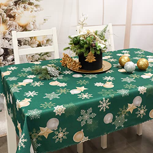 DECOOR Tischdecke für Weihnachten - schmutzabweisendes Tischtuch, 110 x 155 cm, Weihnachtsmotive wie Kugeln, Sterne, aus dickem Gewebe 170 g/m², 100% Polyester, hergestellt in EU von DECOOR