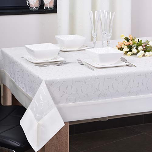 DECOOR - schmutzabweisende Tischdecke, veredelt mit einem Dekorstreifen von 9 cm, aus Jacquardgewebe 160 g/m², 100% Polyester, hergestellt in EU von DECOOR