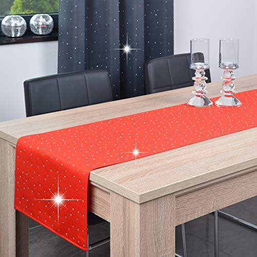 DECOOR - schmutzabweisendes Tischläufern, veredelt mit einem ästhetischen Rückseite auf 1 cm, verziert mit Kristallen, Gewebe 200 g/m², 100% Polyester, hergestellt in der EU DECOOR - schmutzabweisendes Tischläufern, veredelt mit einem ästhetischen Rückseite auf 1 cm, verziert mit Kristallen, Gewebe 200 g/m², 100% Polyester, hergestellt in der EU von DECOOR