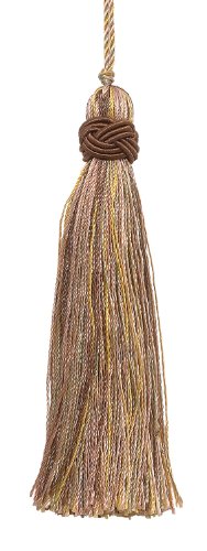 10 cm dekorative handgefertigte Quaste | Bastelquaste (Stil # ITS) Cashew Beige mehrfarbig #2935 (hellbeige, mintgrün, gelbgold) einzeln verkauft von DÉCOPRO