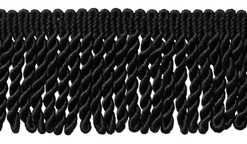 7,6 cm lange schwarze Fransen-Bordüre, Stil # BFS3 Farbe: K9, verkauft per Yard (1 Yard = 0,91 m) von DÉCOPRO