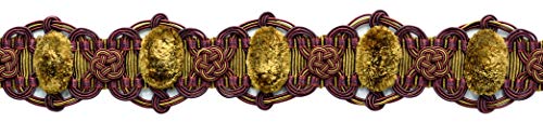 DÉCOPRO Alexander Collection Luxuriöses Veloursmedaillon 0200AXG Zopfborte, 5 cm, Royal Amethyst Purple # LX09 (Goldene Ernte, Pflaumenwein, Lila Traube), 11 m von DÉCOPRO