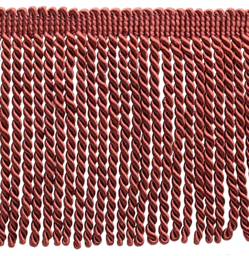 DÉCOPRO Dekorative Bullion-Fransenborte, Basic-Kollektion, traditionelles Satin-Finish # BFS6, dunkles Rostorange #K35 (tiefe Koralle), 16,5 m von DÉCOPRO