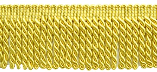 DÉCOPRO Fransenbordüre aus Satiny Bullion, 7,5 cm lang, 25 m, Sonnengelb Nr. 27 (Goldgelb) von DÉCOPRO