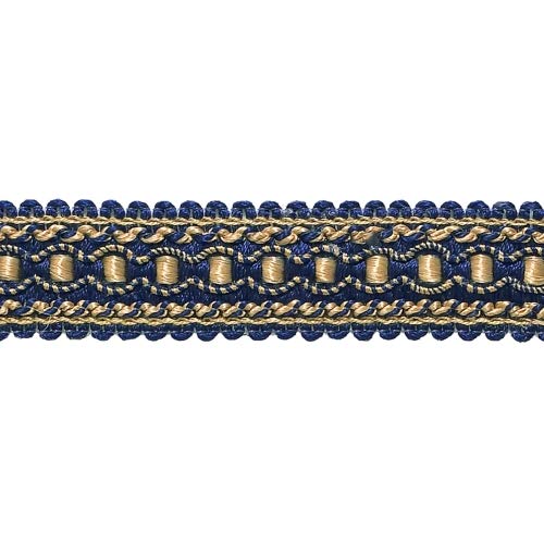 DÉCOPRO Imperial Collection 0125IG, dekorative Zopfborte, 2,5 cm breit, nautisch # 1152 (Hellgold, Gelbgold, Marineblau, Blau), 131,5 m von DÉCOPRO