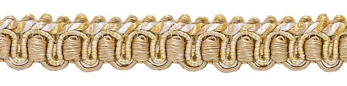 DÉCOPRO Imperial Collection Gimpenborte 0050IG, Elfenbein-Beige-Gold # 2523 (Gelbgold, Weiß, Elfenbein, Hellbeige), 4,5 m, 1 cm von DÉCOPRO