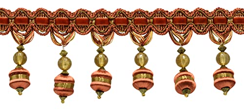 DecoPro 4,5 Meter-Stück elegante, 7,6 cm lang, Kupfer, Oliven-Grün, goldbeaded Tassel Fringe Rost-bfh3–07 (15 m) von DÉCOPRO