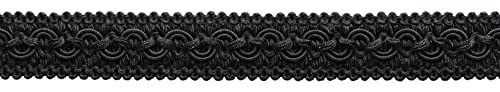Dekorative Gimpenborte im Vintage-Stil, 2,5 cm breit, Stil # 0100SG, reines Schwarz #K9 (Tiefschwarz), 4,5 m von DÉCOPRO