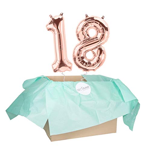 DECORAMI - celebrate happy times XXL Zahlen Luftballon 18, Roségold, Zahlenballon mit Helium gefüllt, 86cm, Heliumballons im Karton zum Geburtstag und Jubiläum DECORAMI - celebrate happy times XXL Zahlen Luftballon 18, Roségold, Zahlenballon mit Helium gefüllt, 86cm, Heliumballons im Karton zum Geburtstag und Jubiläum von DECORAMI - celebrate happy times