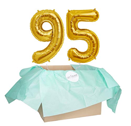 DECORAMI - celebrate happy times XXL Zahlen Luftballon 95, Gold, Zahlenballon mit Helium gefüllt, 86cm, Heliumballons im Karton zum Geburtstag und Jubiläum DECORAMI - celebrate happy times XXL Zahlen Luftballon 95, Gold, Zahlenballon mit Helium gefüllt, 86cm, Heliumballons im Karton zum Geburtstag und Jubiläum von DECORAMI - celebrate happy times