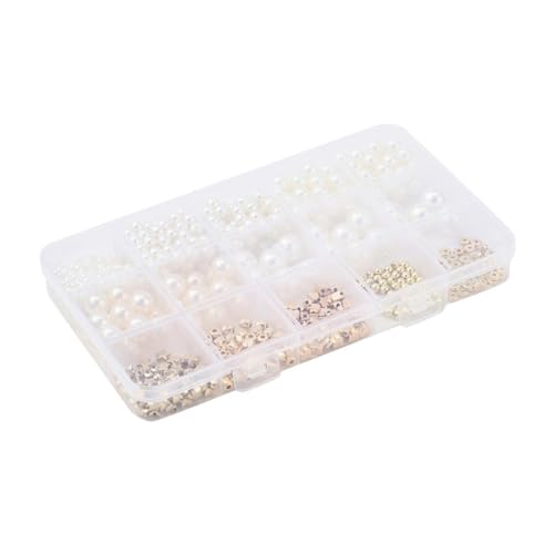 DECORNIJIA 1 Karton DIY Schmuckperlen mit Weißen Kunstperlen Spacer Beads Vielseitige Schmuckherstellung Zubehör für Armbänder Halsketten Große Menge Leichte Perlen für Kreative DIY Projekte von DECORNIJIA
