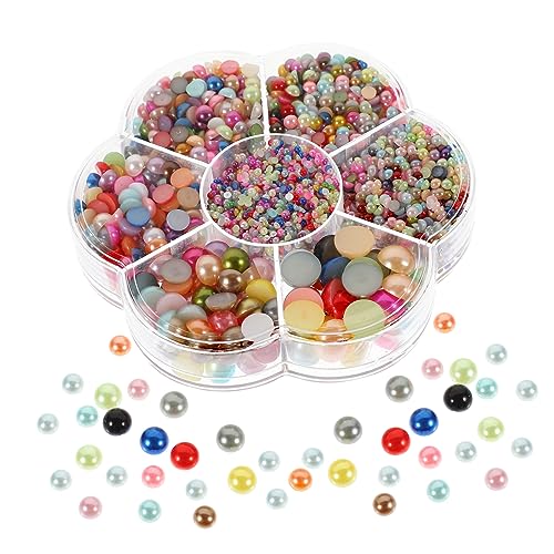 DECORNIJIA 1 Karton Halbrunde Flachrücken Perlen für DIY Schmuck und Nageldesign Abs Dekorative Perlen Bunten Farben für Armbänder und Kreative Bastelprojekte von DECORNIJIA