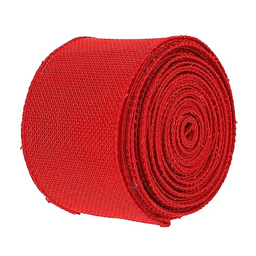 DECORNIJIA 1 Rolle Gurtbandimitat Aus Leinen Rustikales Sackleinenband Sackleinenkabelband Band Sackleinen Bänder Für Handwerk Farbig Juteband Dekorationen Bast Weißes Band Rot Polyester von DECORNIJIA