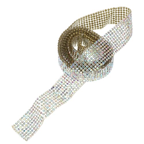 DECORNIJIA 1 Rolle Klebebohrer Funkelndes Strassband Strassbandgürtel Strasssteine Groß Strass Trimmen Die Dekorativ Strassdekor Hotfix Bänder Zum Verpacken Hochzeitsdeko Strass-wraps Plastik von DECORNIJIA