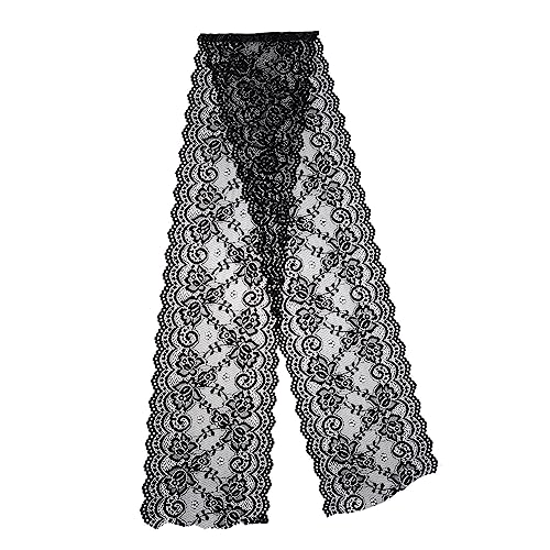 DECORNIJIA 1 Rolle Spitze Breit Schnürsenkel Blumen- Dünn Hochzeitsband Stickerei Zum Nähen Zierleiste Zum Nähen Besticktes Zierband Stretch-nähband Zierleisten Nähen Black Nylon von DECORNIJIA