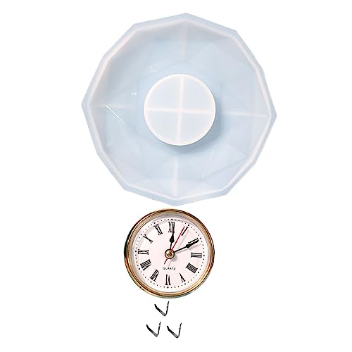 DECORNIJIA 1 Satz Diy Silikonform für Polygonale Wanduhr Goldenem Uhrwerk und Clips Langlebig für Epoxidharz Gestaltung Bastelprojekte von DECORNIJIA