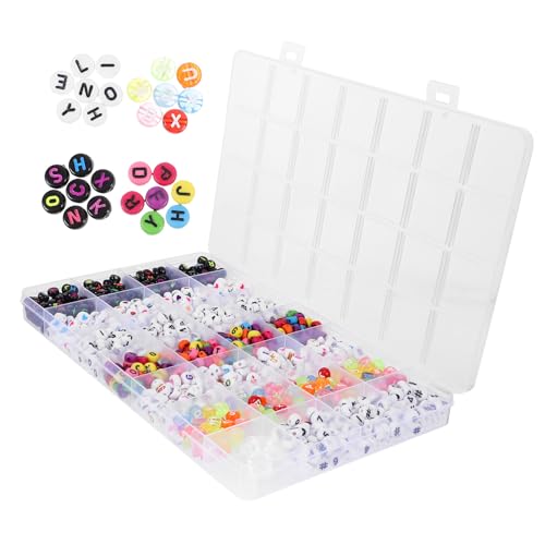 DECORNIJIA 1 Schachtel Acryl Buchstabenperlen Bunte DIY Schmuckperlen für Armbänder Halsketten Basteln Kreative Alphabet Perlen für Schmuckherstellung von DECORNIJIA