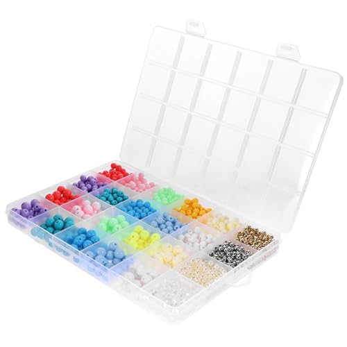 DECORNIJIA 1 Schachtel Acrylperlen Bunte DIY Schmuckperlen für Armbänder Halsketten Bastelperlen Zubehör Fächer Aufbewahrungsbox Handarbeitsperlen von DECORNIJIA