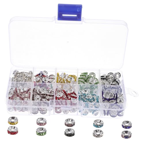 DECORNIJIA 1 Schachtel Bunte Eisen Spacer Perlen mit Strass Glatte Oberfläche Langlebig für DIY Schmuckherstellung Wie Halsketten Armbänder Ringe und Anhänger Vielseitige Schmuckperlen für von DECORNIJIA