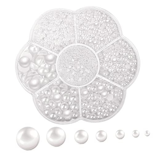 DECORNIJIA 1 Schachtel Flat Back Perlen Weiße Halbperlen für DIY Basteln Nail Art Schmuckherstellung Dekoration ca Box Vielseitig Einsetzbar für Kleidung Karten Mehr von DECORNIJIA