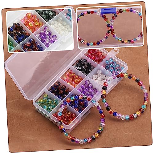 DECORNIJIA 1 Schachtel Glasperlen Crackle Beads für Schmuckherstellung Fächer Box Handgefertigten Losen Perlen Kreative Bunte Rundperlen für DIY Armbänder Halsketten und Dekoration von DECORNIJIA
