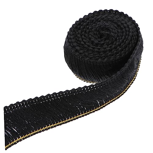 DECORNIJIA 1 Stück 25cm Bartspitze Für Kleidung Nähen Fransen Spitze Spitzenbesatz Stickerei Stoffspitze Blumen- Spitzenkante Bastelspitzenband Fransige Spitzenbesätze Polyestergarn Black von DECORNIJIA