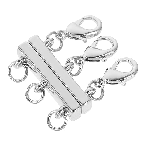 DECORNIJIA 1 Stück Kettengliederschnalle Magnet Schicht Silberkette Oval Namenskette Diy -schmuckzubehör Schnalle Zur Schmuckherstellung Mehrreihige Schmuckschnalle Kupfer Silver von DECORNIJIA