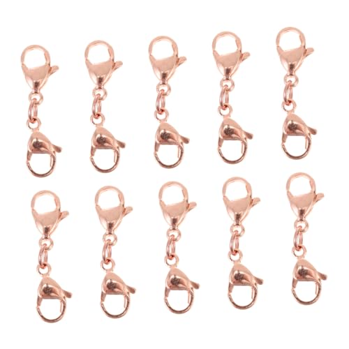 DECORNIJIA 10 Stück Hummers Chnalle Doppels Chnalle Schließe Hummerschere Verschlüsse Doppelt Drehbarer Karabinerverschluss Hummer Zubehör Herstellung Schmuck Rostfreier Stahl Rose Gold von DECORNIJIA