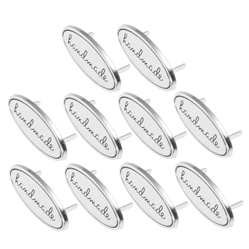DECORNIJIA 10 Stück Ovaler Metall label Tag Handgefertigte Zinklegierung Etiketten mit Unterlegscheiben Leichte Langlebige Nähetiketten für DIY Kleidung Taschen Jeans Schuhe Dekoration von DECORNIJIA