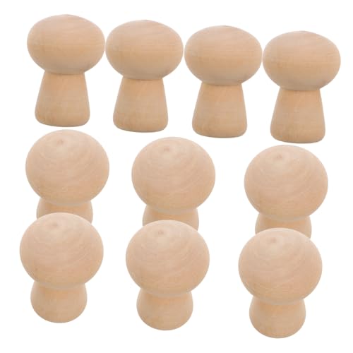 DECORNIJIA 10 Stück Teiliges Holzpilz dekor Naturbelassene DIY ornamente Kreative Kinderbastelei Umweltfreundliche Holzfiguren Handbemalbare Bastelobjekte für Jungen und Mädchen von DECORNIJIA