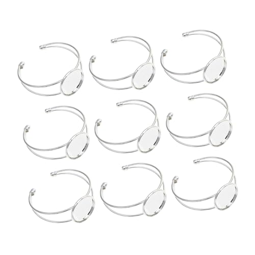 DECORNIJIA 10 Stück Teiliges Kupfer Armband Fassung Verstellbare Offene Manschette Langlebige DIY Schmuckgrundlage für Damen Kreative Geschenkidee Silberfarbene Schmuckzubehör DECORNIJIA 10 Stück Teiliges Kupfer Armband Fassung Verstellbare Offene Manschette Langlebige DIY Schmuckgrundlage für Damen Kreative Geschenkidee Silberfarbene Schmuckzubehör von DECORNIJIA