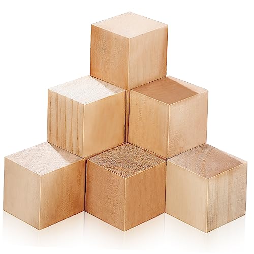 DECORNIJIA 10 Stück Teiliges Quadratische Unbehandelte Holzklötzchen aus Kiefernholz Glatte Holzblöcke für DIY Basteln Puzzleherstellung Kreative und Familienaktivitäten von DECORNIJIA