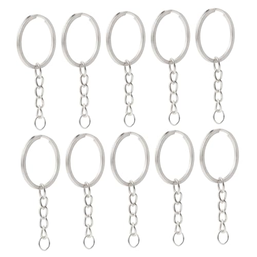 DECORNIJIA 10 Stück Teiliges Schlüsselringe mit Kette DIY Zubehör für Schlüsselanhänger und Taschenanhänger Glänzend Robust für Handwerk und Bastelprojekte von DECORNIJIA