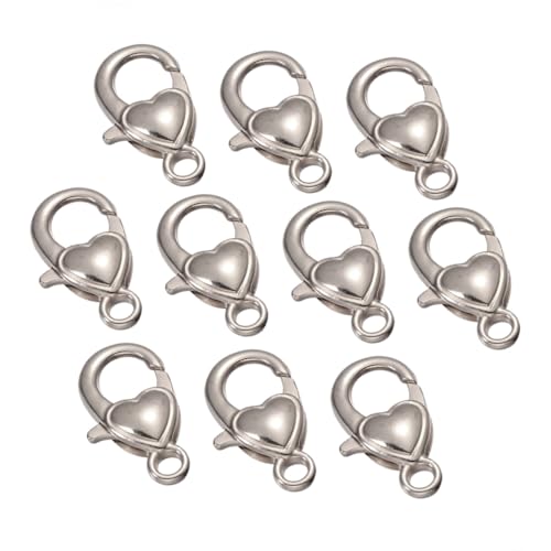 DECORNIJIA 10 Stück Teiliges Silberne Legierungs Hummerverschlüsse mit Herzmuster Langlebige Schmuckverschlüsse für DIY Armbänder Halsketten Schlüsselanhänger und Kreative Schmuckherstellung von DECORNIJIA