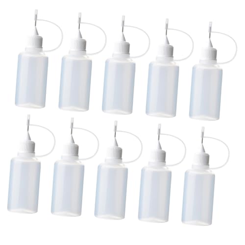 DECORNIJIA 10 Stück Teiliges Transparente Quetschflaschen mit Metall Nadelspitze Nachfüllbare Kunststoff Leimflaschen zum Präzisen Dosieren von Flüssigkleber für Basteln Öl und Klebstoffe von DECORNIJIA