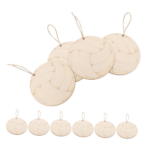 DECORNIJIA 10 Stück Volleyball-holzausschnitte Für Diy-bastelprojekte, Partyzubehör, Volleyball-themenausschnitte Mit Juteseil, Hölzerne Volleyballausschnitte, Heimdekoration von DECORNIJIA