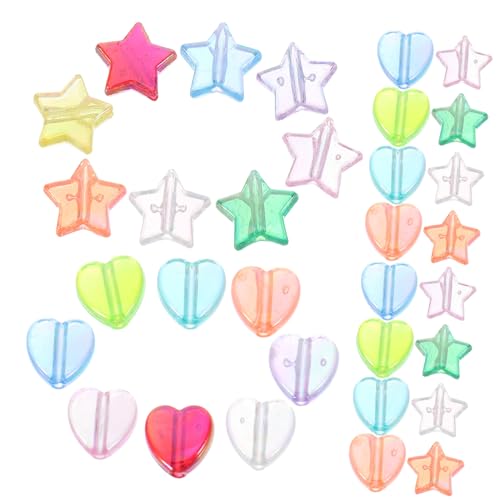 DECORNIJIA 100 Stück Acryl Perlen Transparente Stern Herzformen Kleine DIY Schmuckperlen zum Auffädeln für Armbänder Halsketten und Bastelarbeiten Langlebig und Vielseitig von DECORNIJIA