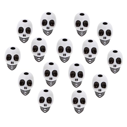 DECORNIJIA 100 Stück Acryl Schädel Perlen Weiße Loose Beads für DIY Schmuckherstellung Spacer Perlen für Armbänder Halsketten Halloween Gothic Charms Bastelperlen Zubehör von DECORNIJIA