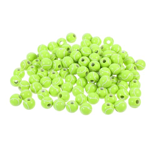 DECORNIJIA 100 Stück Acryl Tennis Perlen für Schmuckherstellung DIY Sport Perlen Vielseitige Abstandhalter für Armbänder Halsketten und Ohrringe Kreative Bastelmaterialien für Erwachsene von DECORNIJIA