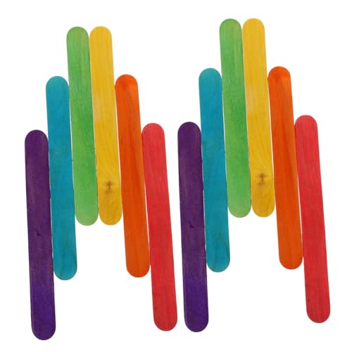 DECORNIJIA 100 Stück Bunte Holzstäbchen zum Basteln Popsicle Sticks aus Langlebigem Holz DIY Modellstäbe für Kreative Handwerksprojekte für Schule Kunst und Heimprojekte von DECORNIJIA