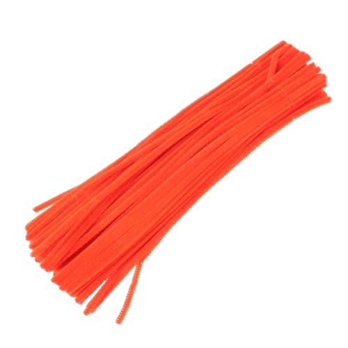 DECORNIJIA 100 Stück Flexible Orangefarbene Plüschstäbe für Biegsame Chenillestäbe aus Weichem Plüschmaterial für DIY Bastelset Kreative Handarbeit und Frühe Bildung von DECORNIJIA
