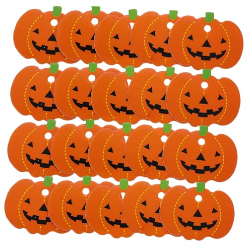 DECORNIJIA 100 Stück Halloween Papieranhänger Kürbisform Leichtes Geschenketikett Dekorativ Für Halloween Dekoration Preisanhänger DIY Bastelbedarf von DECORNIJIA