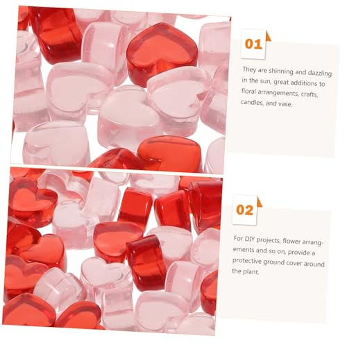DECORNIJIA 100 Stück Herzförmige Resin Deko steine Rot Bunte Tischstreu Schmuck Bastelperlen für DIY Handwerk Blumengestecke Vasenfüllung Hochzeiten Partydeko Fotorequisiten von DECORNIJIA