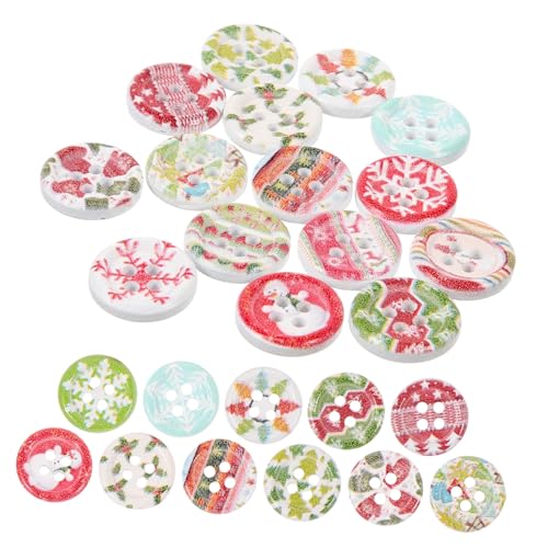 DECORNIJIA 100 Stück Holzknöpfe Weihnachtsmotive Bunte Cartoon Formen Wie Schneeflocke Tannenbaum Stern Kleine Nähknöpfe für DIY Basteln Kleidung Stricken Leichte Natürliche Holzakzente als von DECORNIJIA