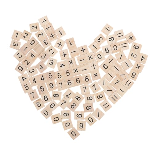 DECORNIJIA 100 Stück Mathematik-lehrmittel Holzspäne Mathematik-zählspielzeug Zahlenspielzeug Zählen Holzblöcke Bildung Mathe- Mit Zahlenblöcken Beige von DECORNIJIA