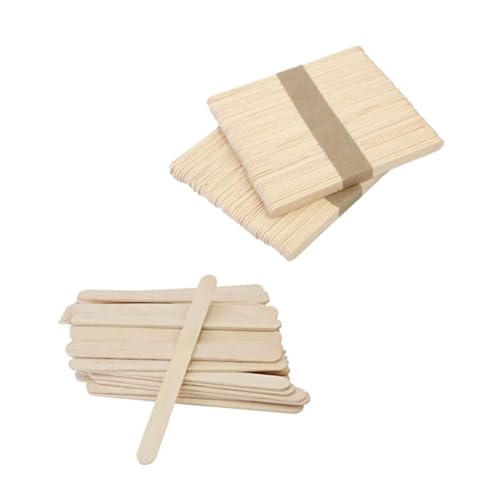 DECORNIJIA 100 Stück Natürliche Holzstäbchen Unbehandelte Eisstiele Holz Glatte Oberfläche für DIY Bastelprojekte Schul und Partyaktivitäten Umweltfreundlich und Geruchlos von DECORNIJIA