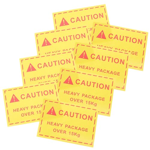 DECORNIJIA 100 Stück Selbstklebende Warnaufkleber für Schwere Pakete über Haftstarke Versandetiketten mit Auffälligem Caution schild für Logistik Versand und Industrie von DECORNIJIA