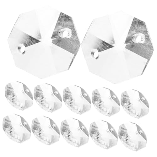 DECORNIJIA 100 Stück Transparente Glasperlen mit Doppelloch Oktogonale Schmuckperlen für DIY Perlenvorhang Türdekoration Strand und Meer Deko Vielseitig für und Eventgestaltung von DECORNIJIA