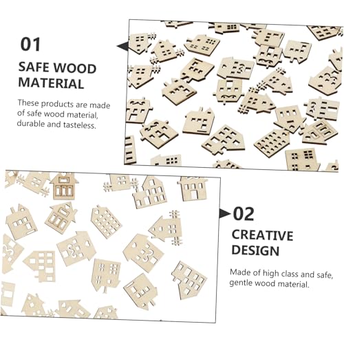 DECORNIJIA 100 Stück Unbemalte Holzscheiben Hausform DIY Bastelset Sichere Holzstücke zum Bemalen und Gestalten für Kindergarten Mädchen Jungen DECORNIJIA 100 Stück Unbemalte Holzscheiben Hausform DIY Bastelset Sichere Holzstücke zum Bemalen und Gestalten für Kindergarten Mädchen Jungen von DECORNIJIA