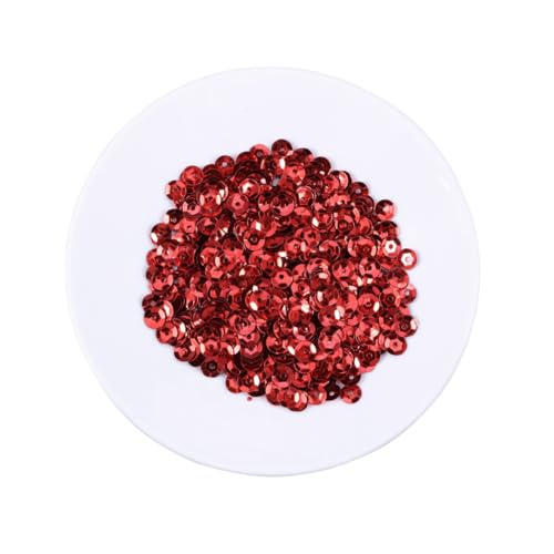 DECORNIJIA 1000 Stück Bunte Pailletten Stickerei Tasse Pailletten Schneiderei Klebrige Juwelen Strasssteine ​​nähen Perlen-kit Runden Dekoration Handwerk Pailletten Armbandherstellung Rot von DECORNIJIA